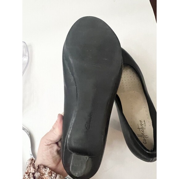 Clarks Shoes Size 7.5 W E Adriel Viola Pumps Black Cone Heels 26129359 Wide - Picture 4 of 6
